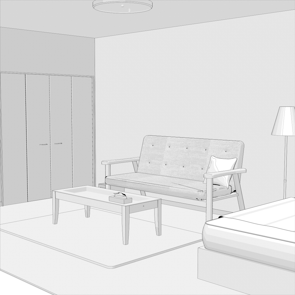 3Dワンルーム内観(CLIPSTUDIOPAINT用)