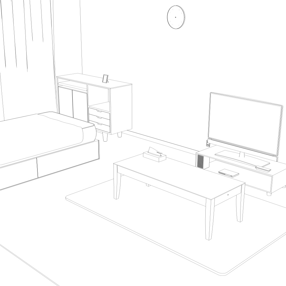 3Dワンルーム内観(CLIPSTUDIOPAINT用)