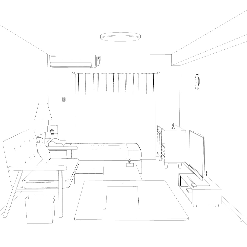 3Dワンルーム内観(CLIPSTUDIOPAINT用)