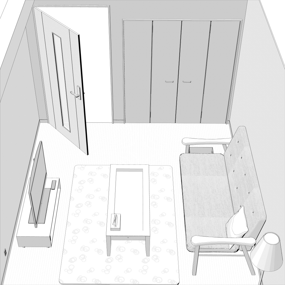 3Dワンルーム内観(CLIPSTUDIOPAINT用)