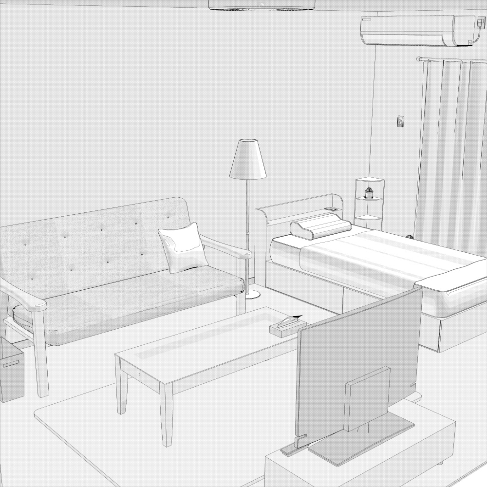 3Dワンルーム内観(CLIPSTUDIOPAINT用)