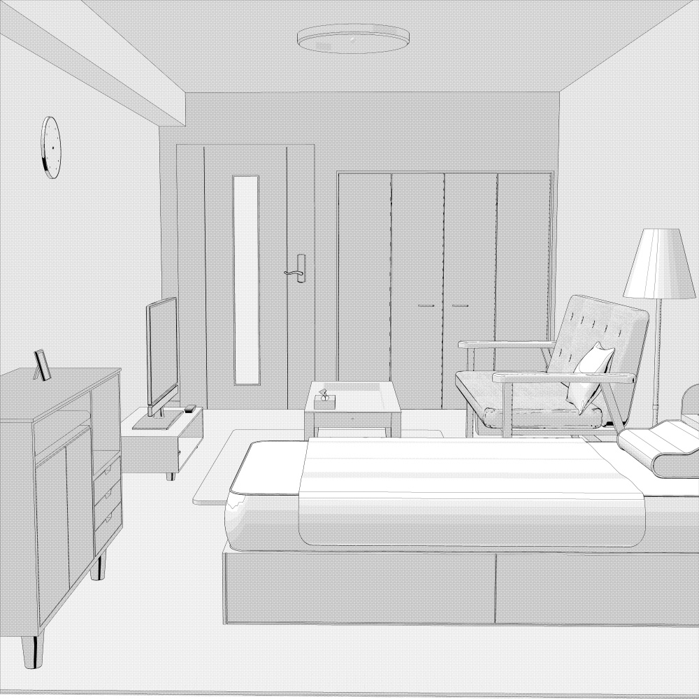 3Dワンルーム内観(CLIPSTUDIOPAINT用)