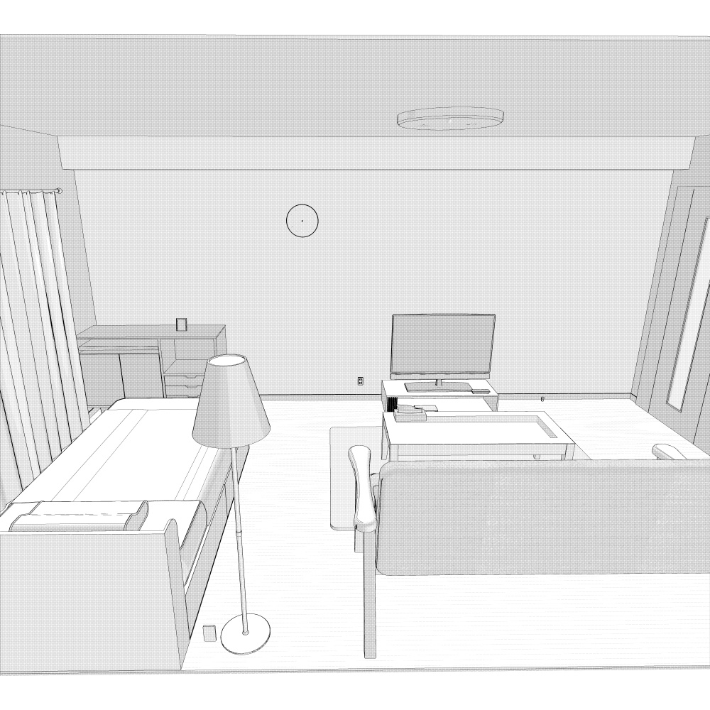 3Dワンルーム内観(CLIPSTUDIOPAINT用)