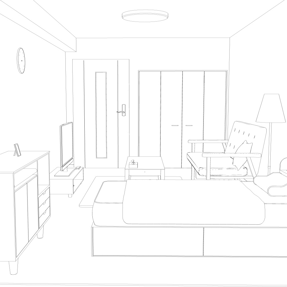 3Dワンルーム内観(CLIPSTUDIOPAINT用)