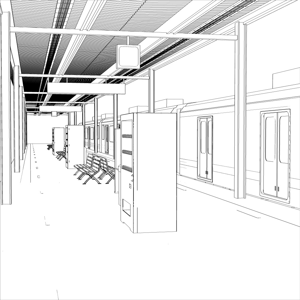 3D駅のホーム(CLIPSTUDIOPAINT用)