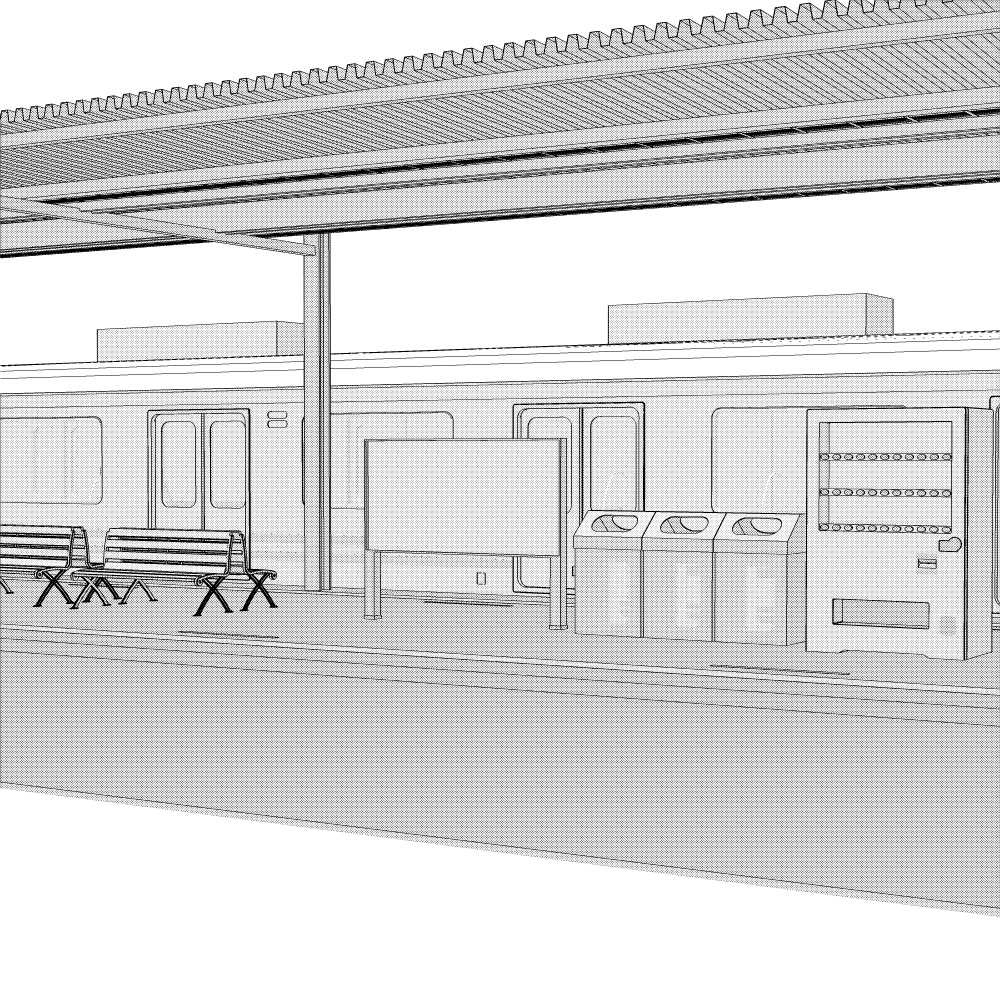3D駅のホーム(CLIPSTUDIOPAINT用)