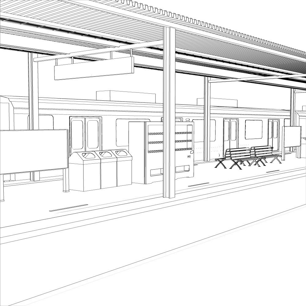 3D駅のホーム(CLIPSTUDIOPAINT用)