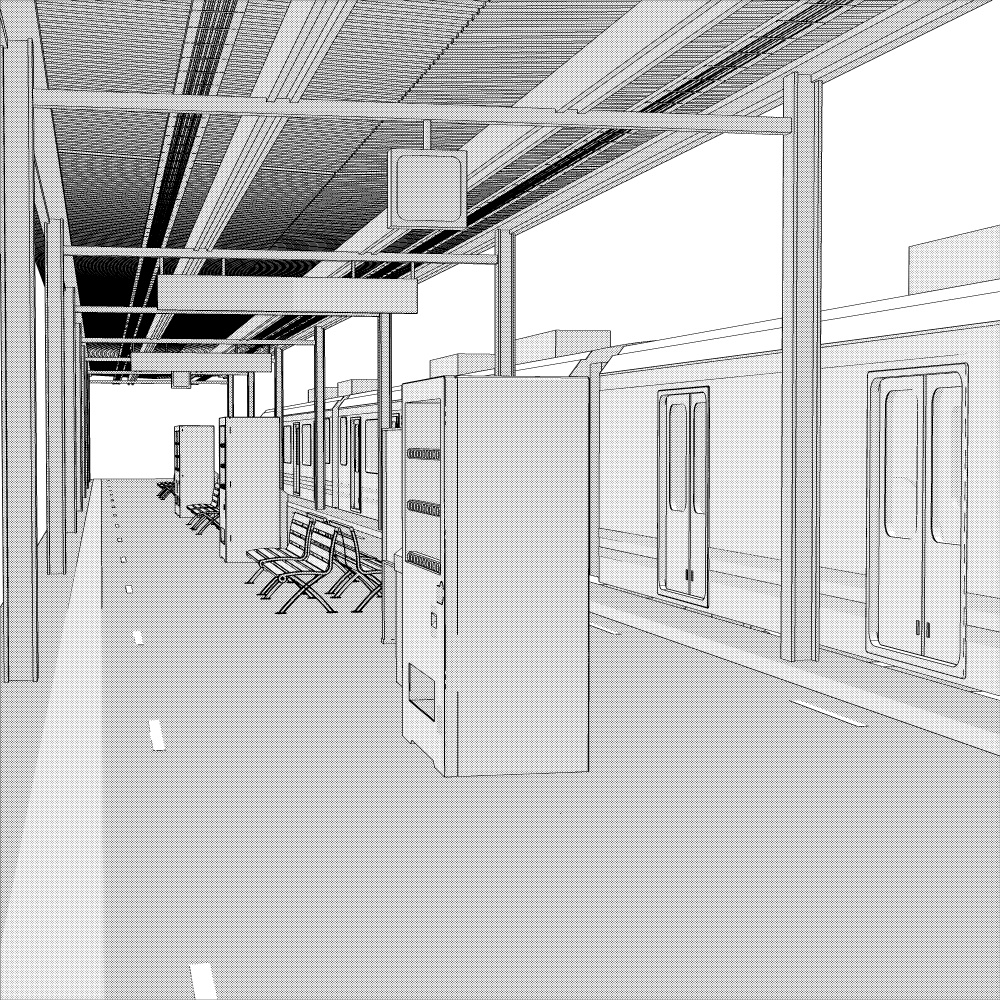 3D駅のホーム(CLIPSTUDIOPAINT用)