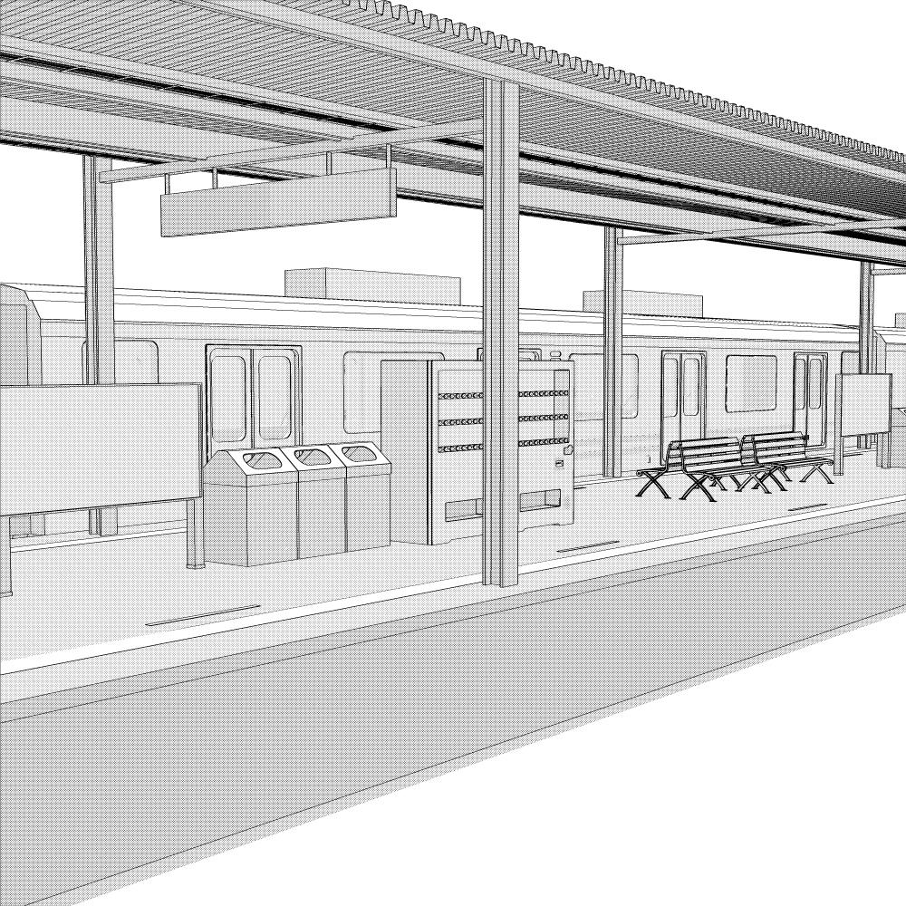 3D駅のホーム(CLIPSTUDIOPAINT用)