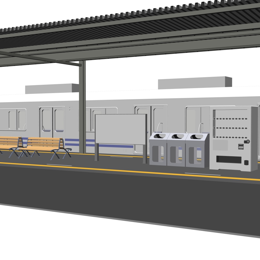 3D駅のホーム(CLIPSTUDIOPAINT用)