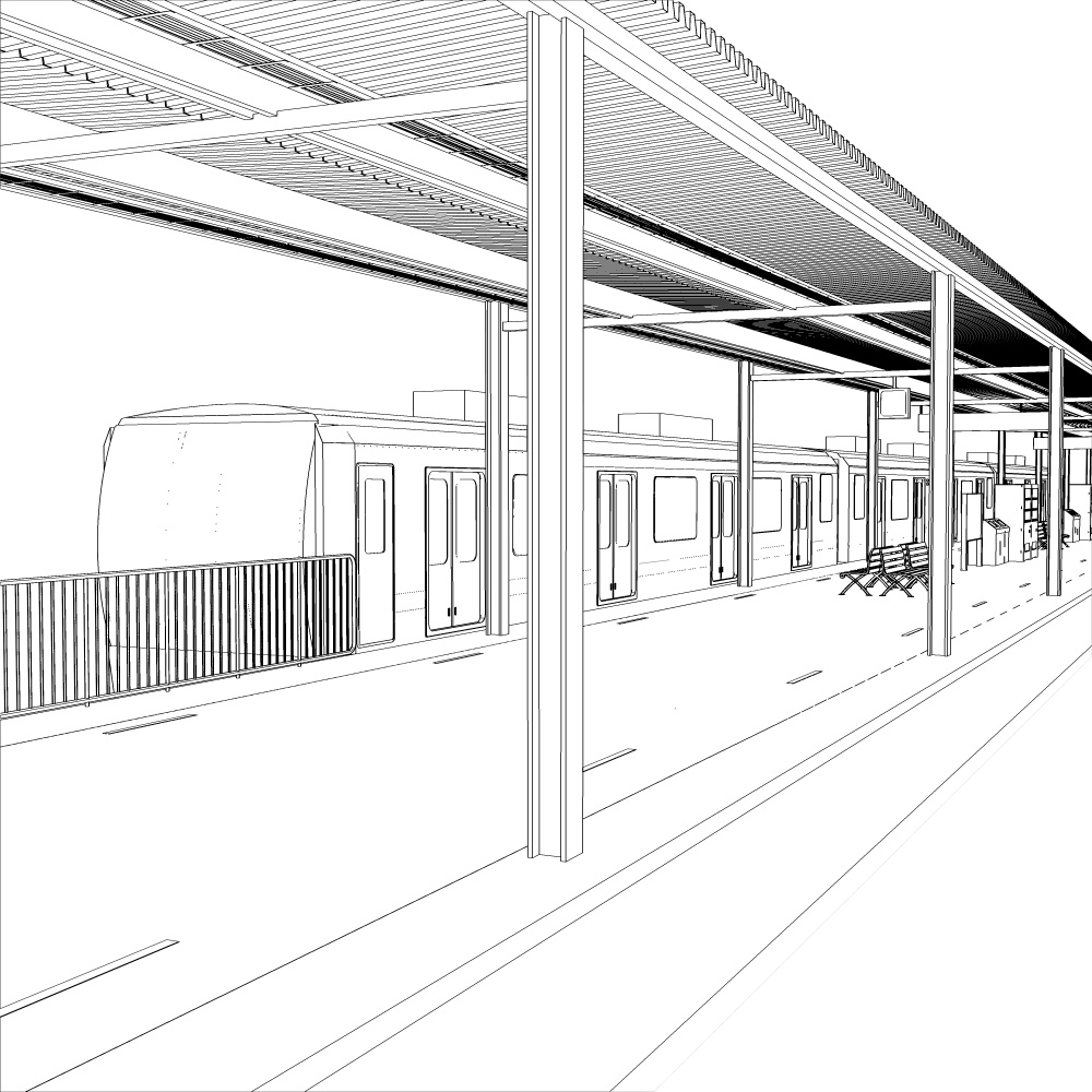 3D駅のホーム(CLIPSTUDIOPAINT用)