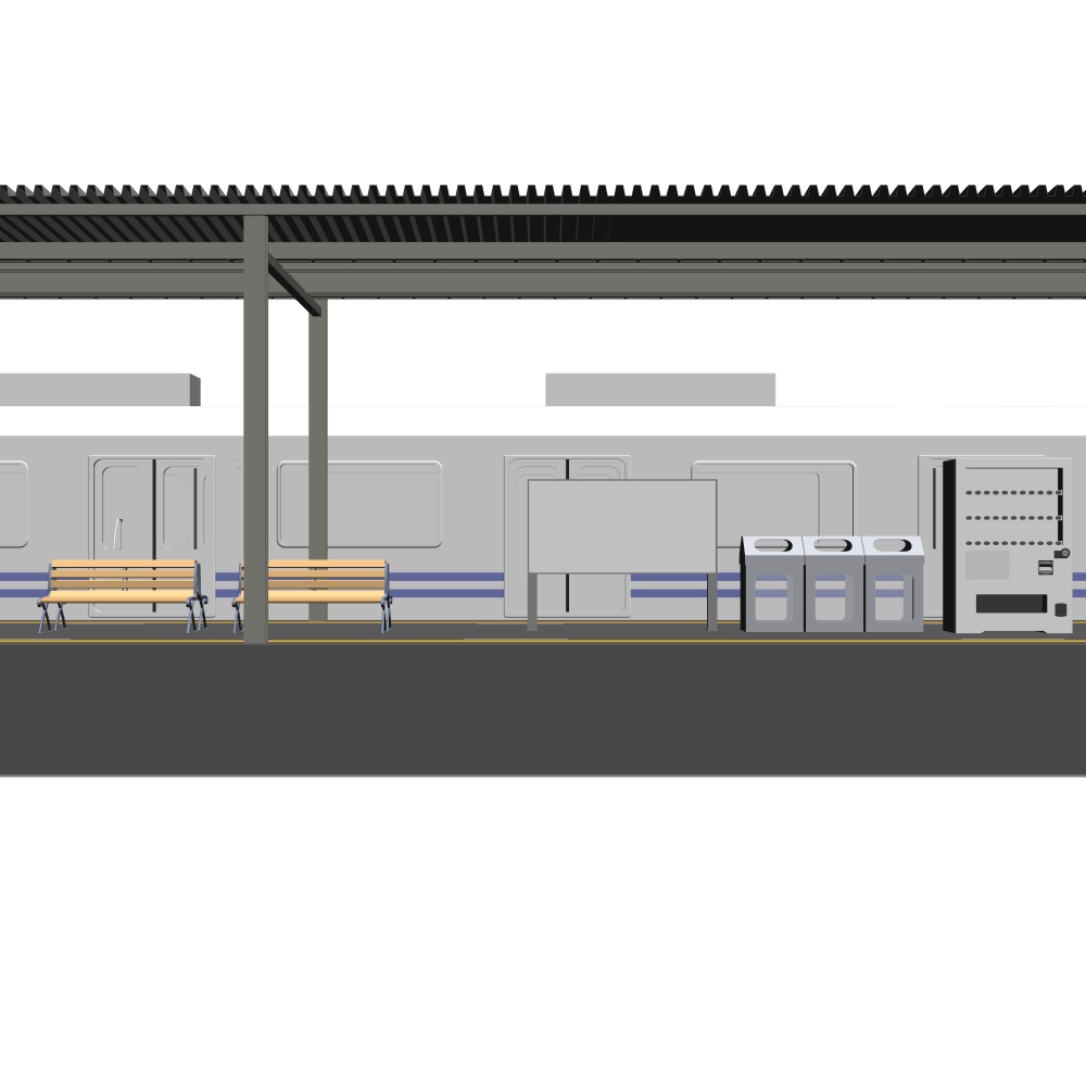 3D駅のホーム(CLIPSTUDIOPAINT用)