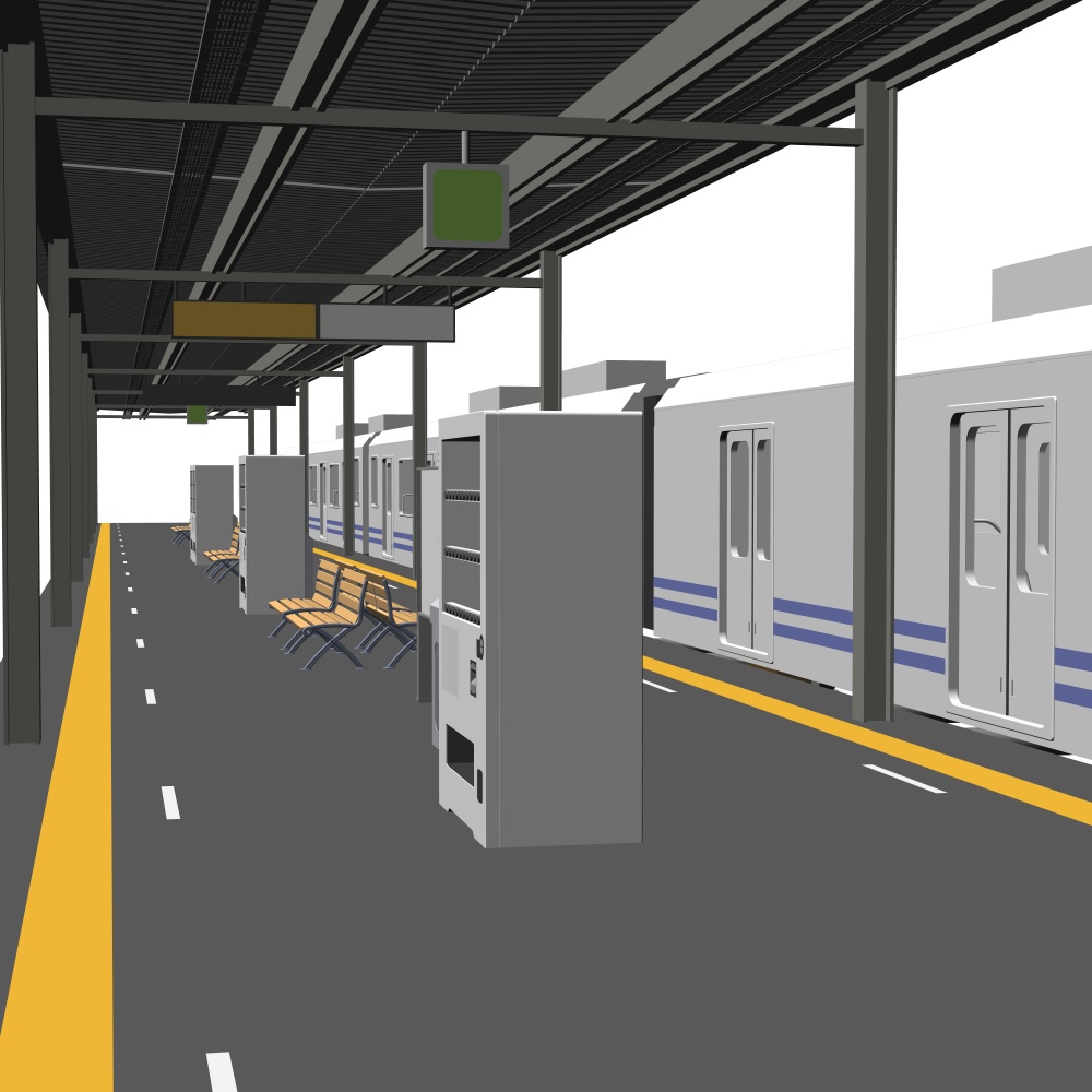 3D駅のホーム(CLIPSTUDIOPAINT用)