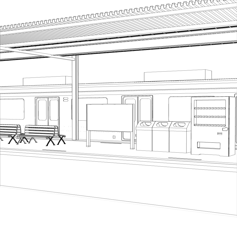 3D駅のホーム(CLIPSTUDIOPAINT用)