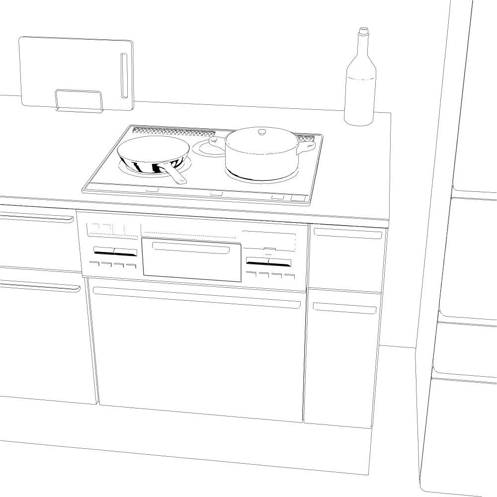 3Dキッチン・台所(CLIPSTUDIOPAINT用)