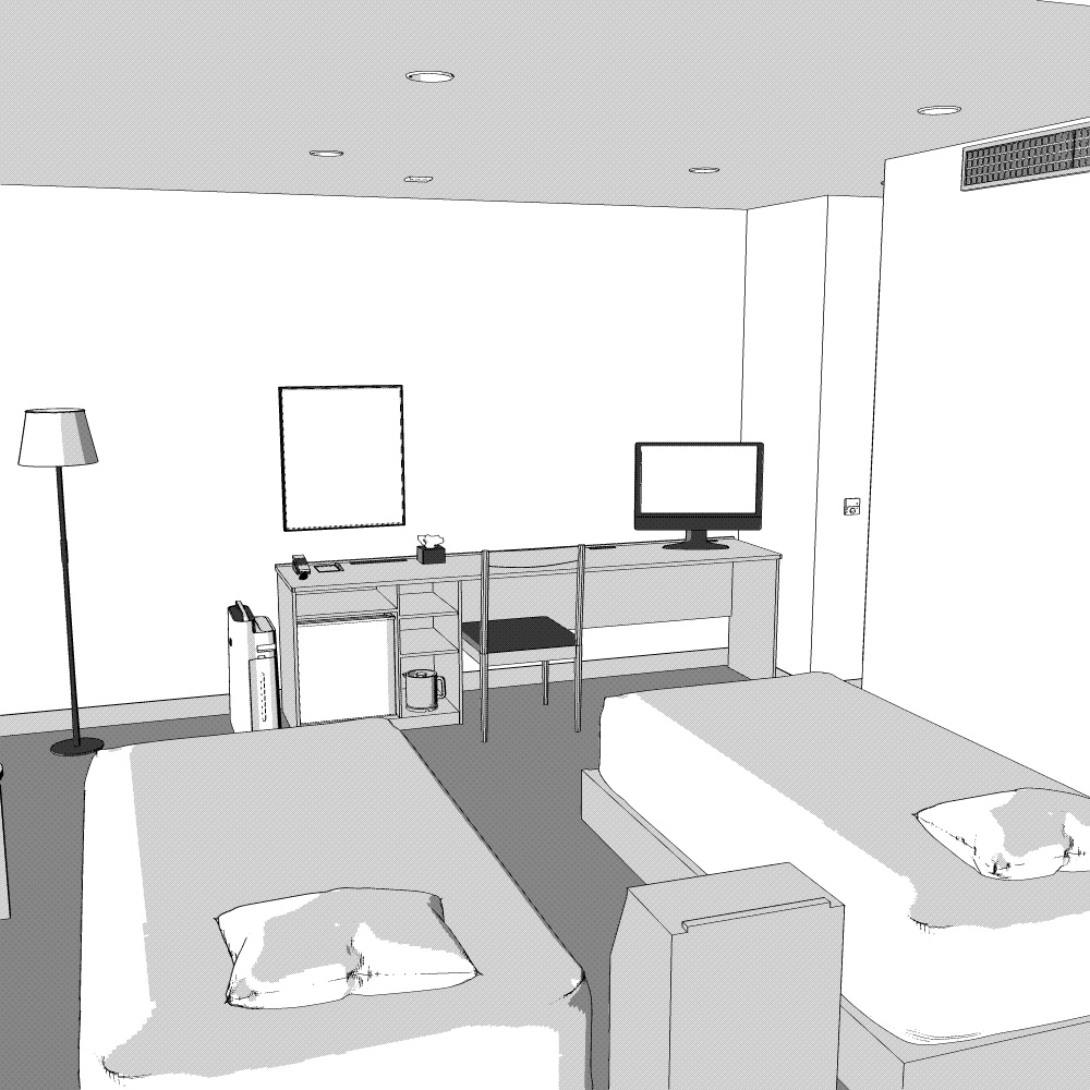 3Dビジネスホテル(CLIPSTUDIOPAINT用)