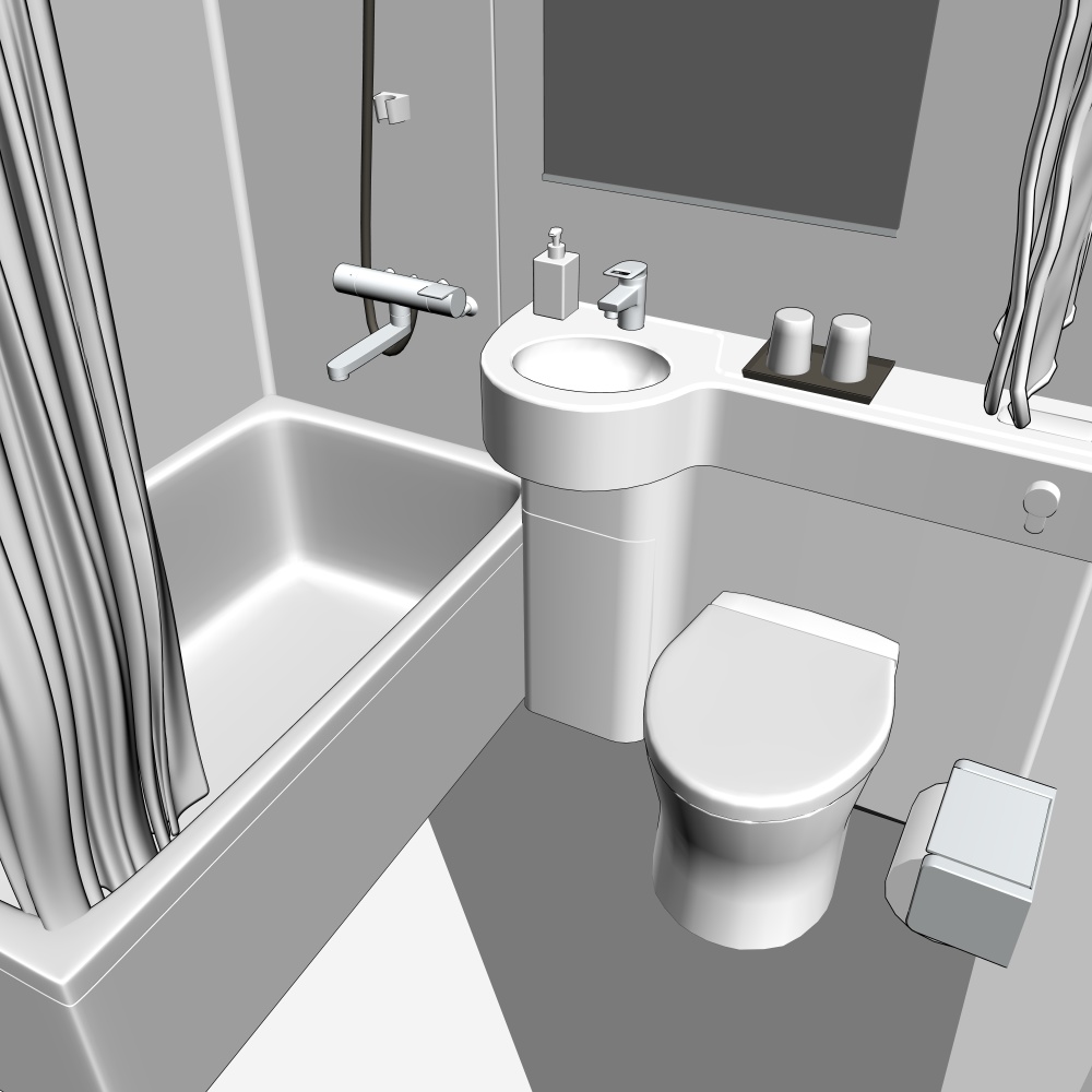 3Dユニットバス・トイレ(CLIPSTUDIOPAINT用)