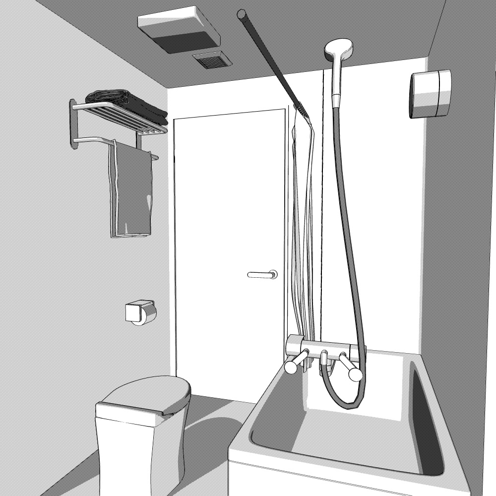 3Dユニットバス・トイレ(CLIPSTUDIOPAINT用)