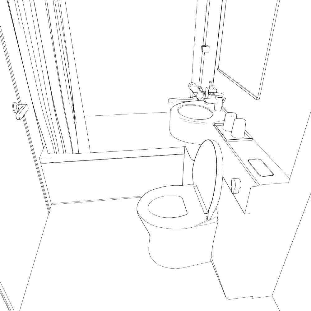 3Dユニットバス・トイレ(CLIPSTUDIOPAINT用)