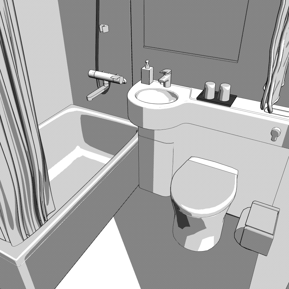 3Dユニットバス・トイレ(CLIPSTUDIOPAINT用)