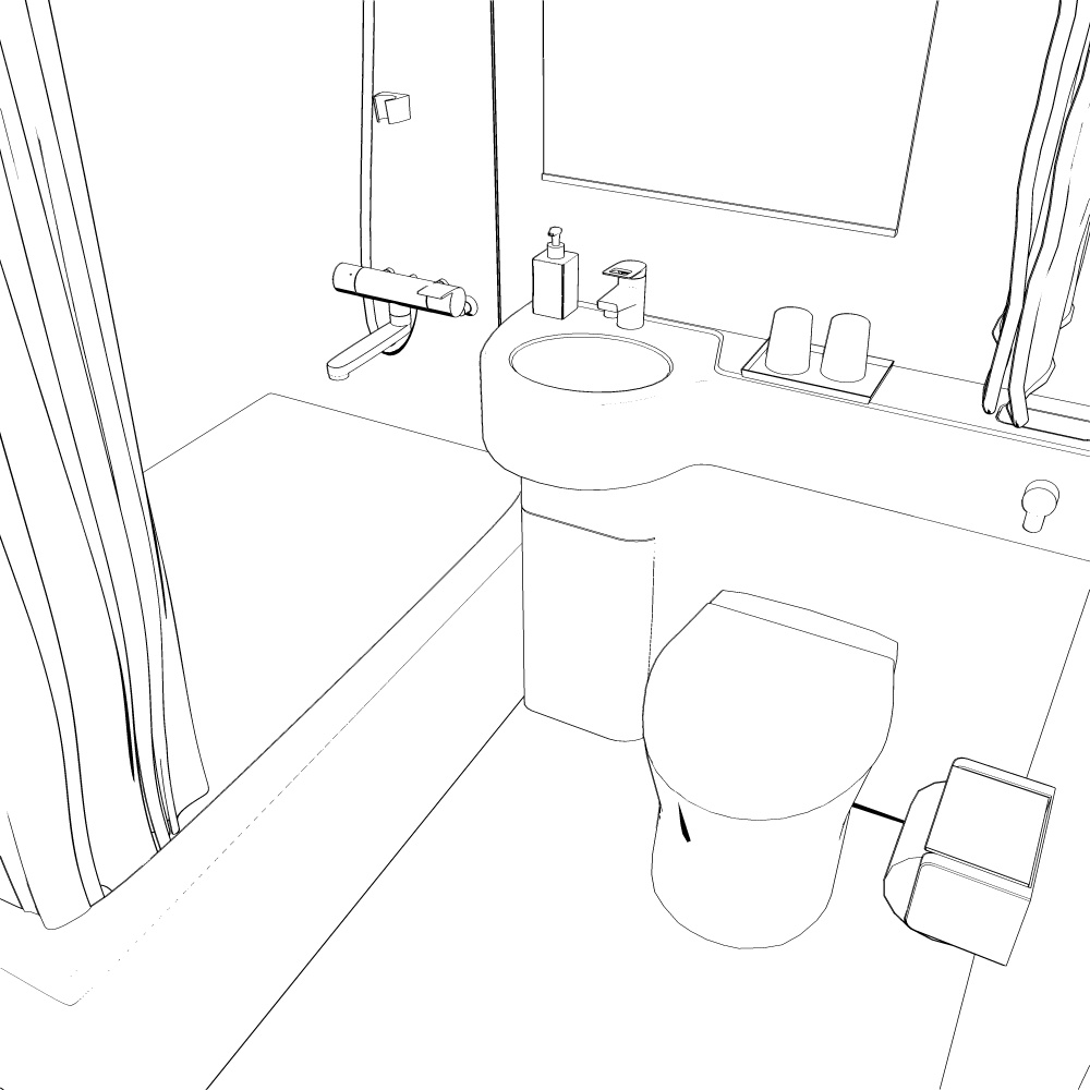 3Dユニットバス・トイレ(CLIPSTUDIOPAINT用)