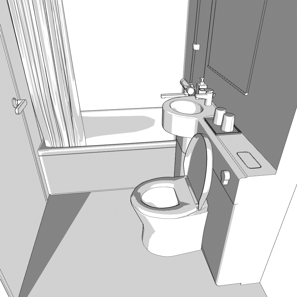3Dユニットバス・トイレ(CLIPSTUDIOPAINT用)