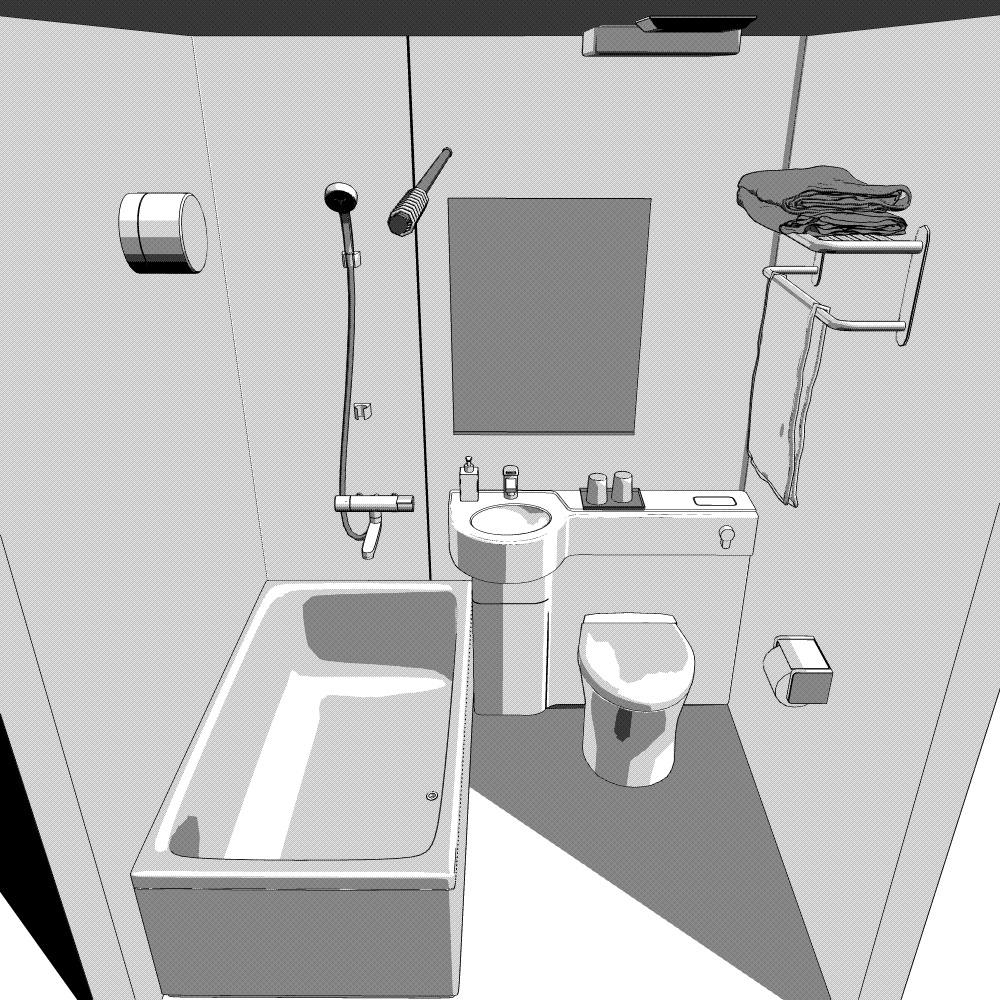 3Dユニットバス・トイレ(CLIPSTUDIOPAINT用)