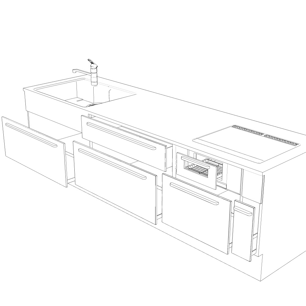 3D_システムキッチン【クリスタ用素材】