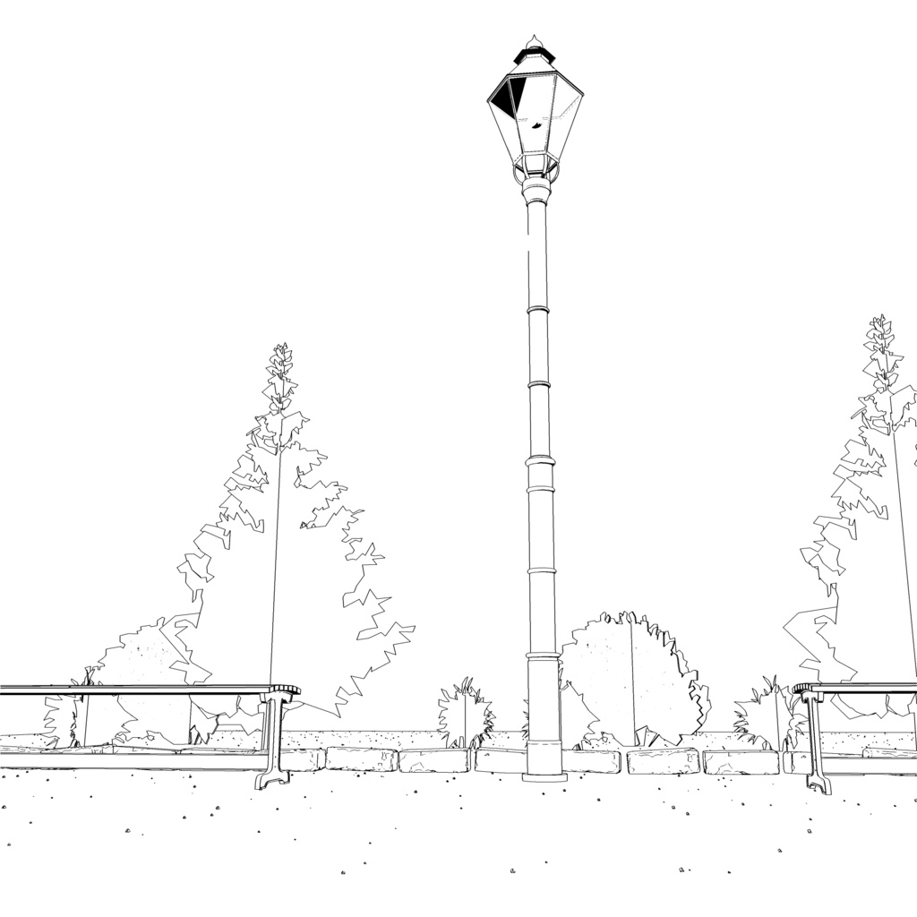 3D_公園のベンチ【クリスタ用素材】