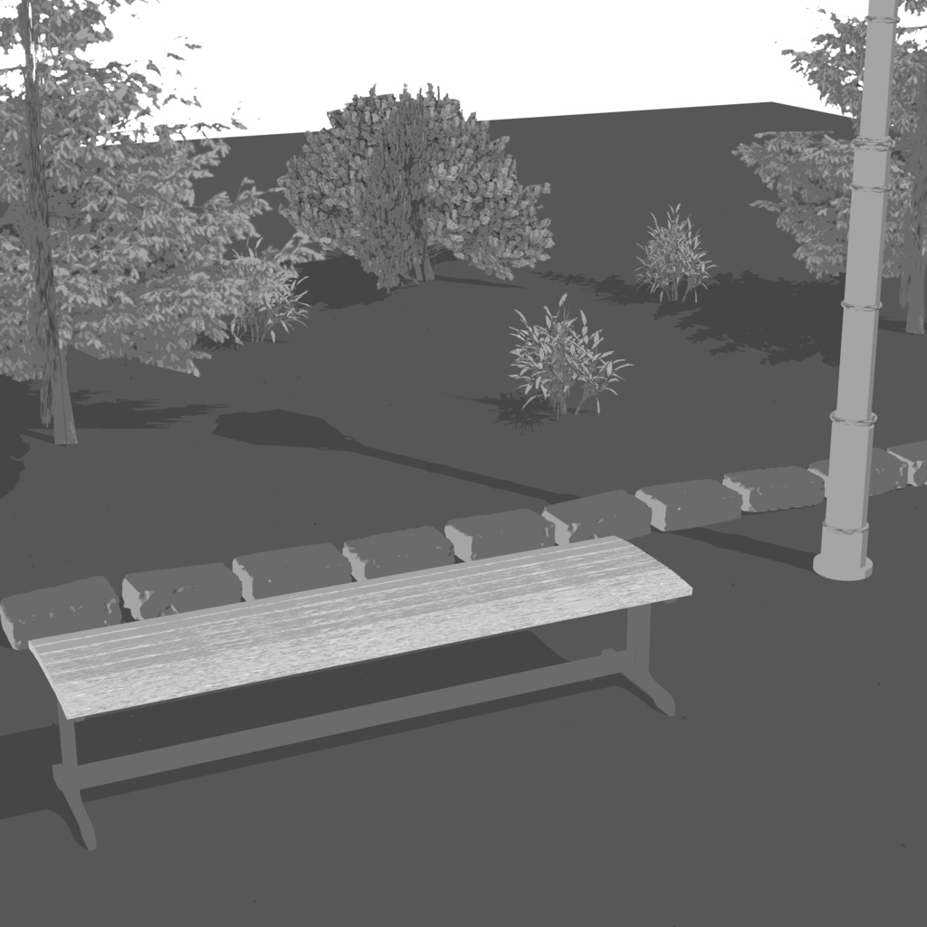 3D_公園のベンチ【クリスタ用素材】