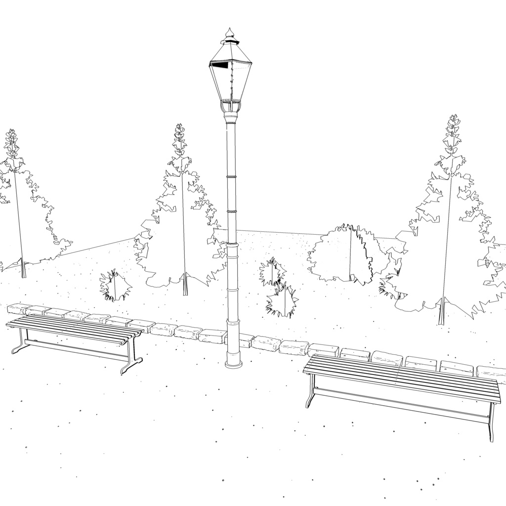 3D_公園のベンチ【クリスタ用素材】