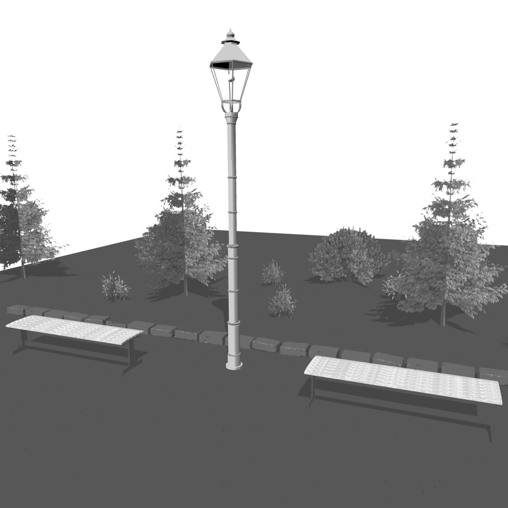 3D_公園のベンチ【クリスタ用素材】