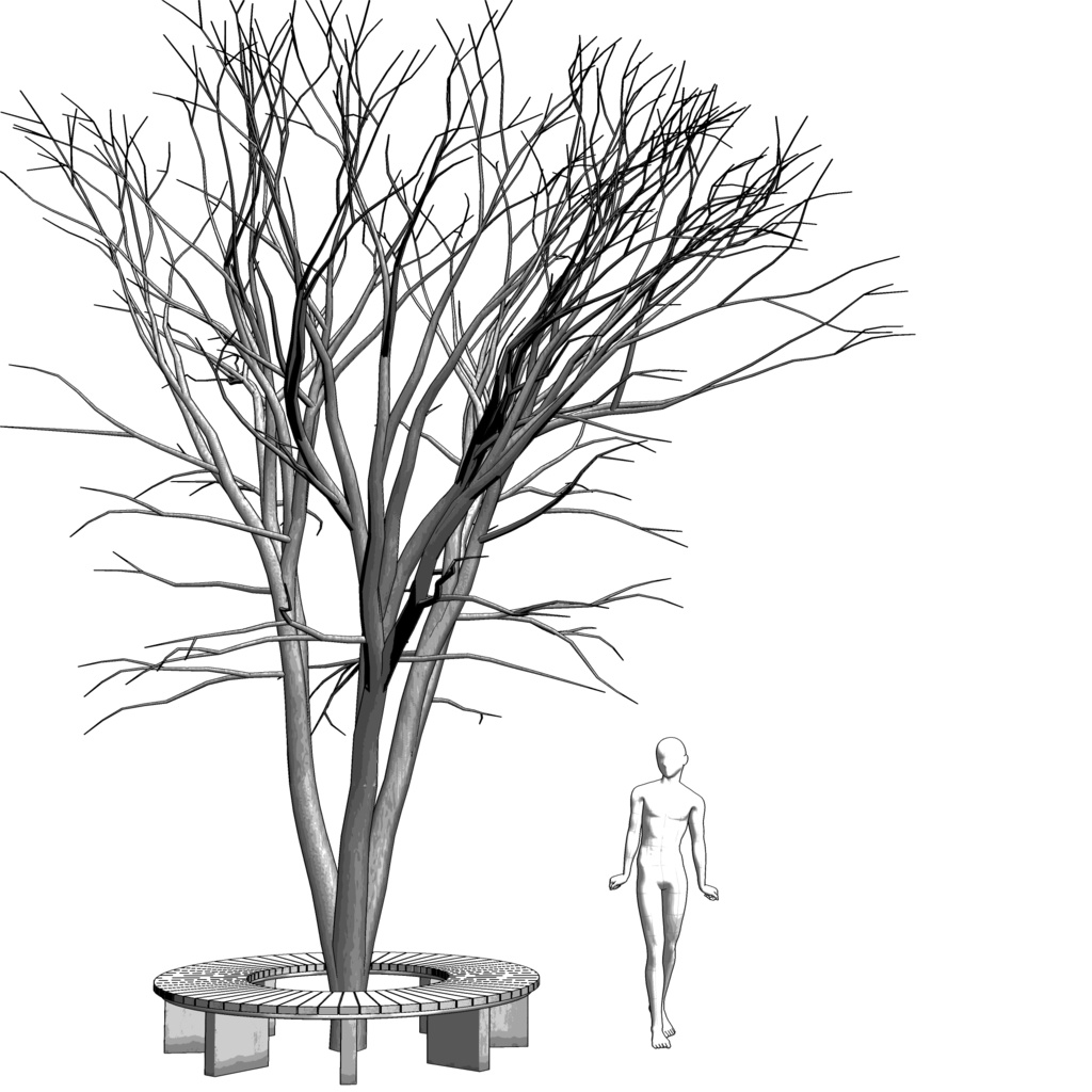 3D_樹とベンチ【クリスタ用素材】