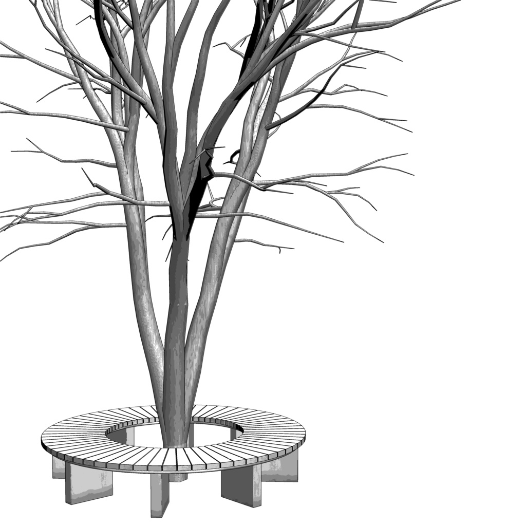 3D_樹とベンチ【クリスタ用素材】