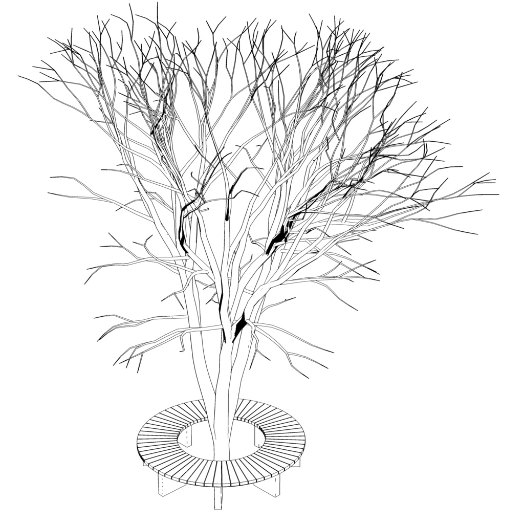 3D_樹とベンチ【クリスタ用素材】