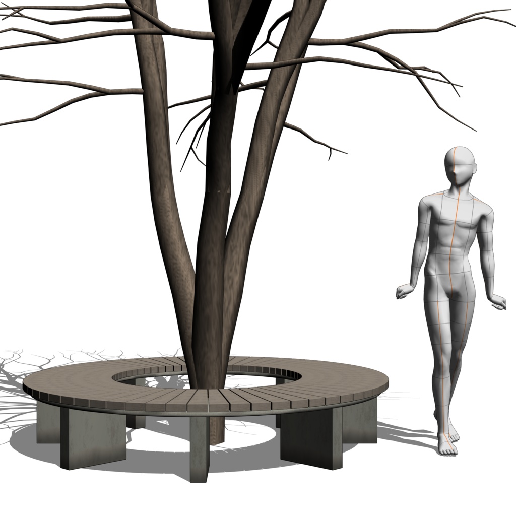 3D_樹とベンチ【クリスタ用素材】