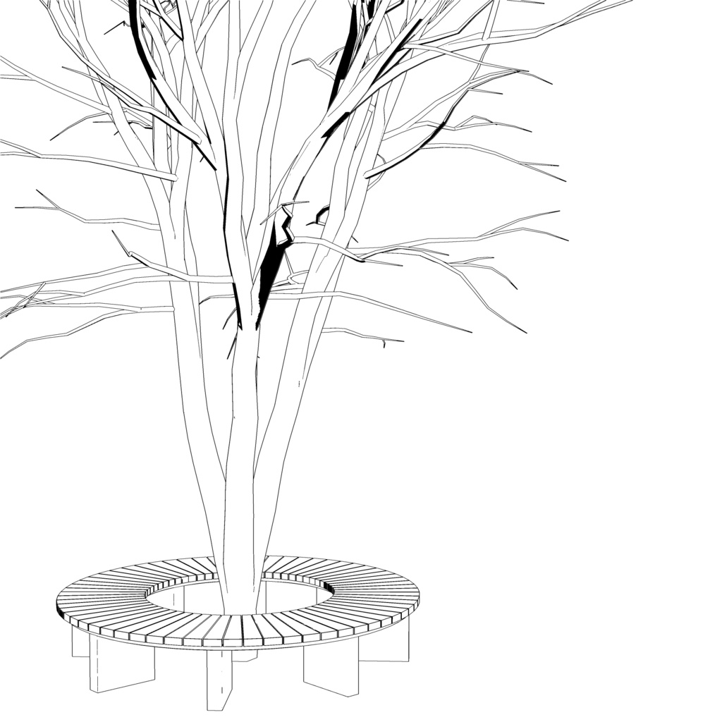 3D_樹とベンチ【クリスタ用素材】