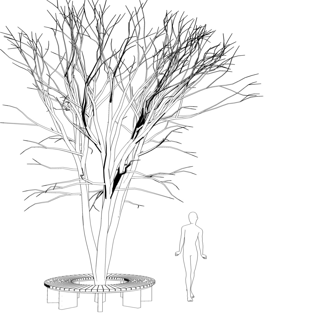 3D_樹とベンチ【クリスタ用素材】