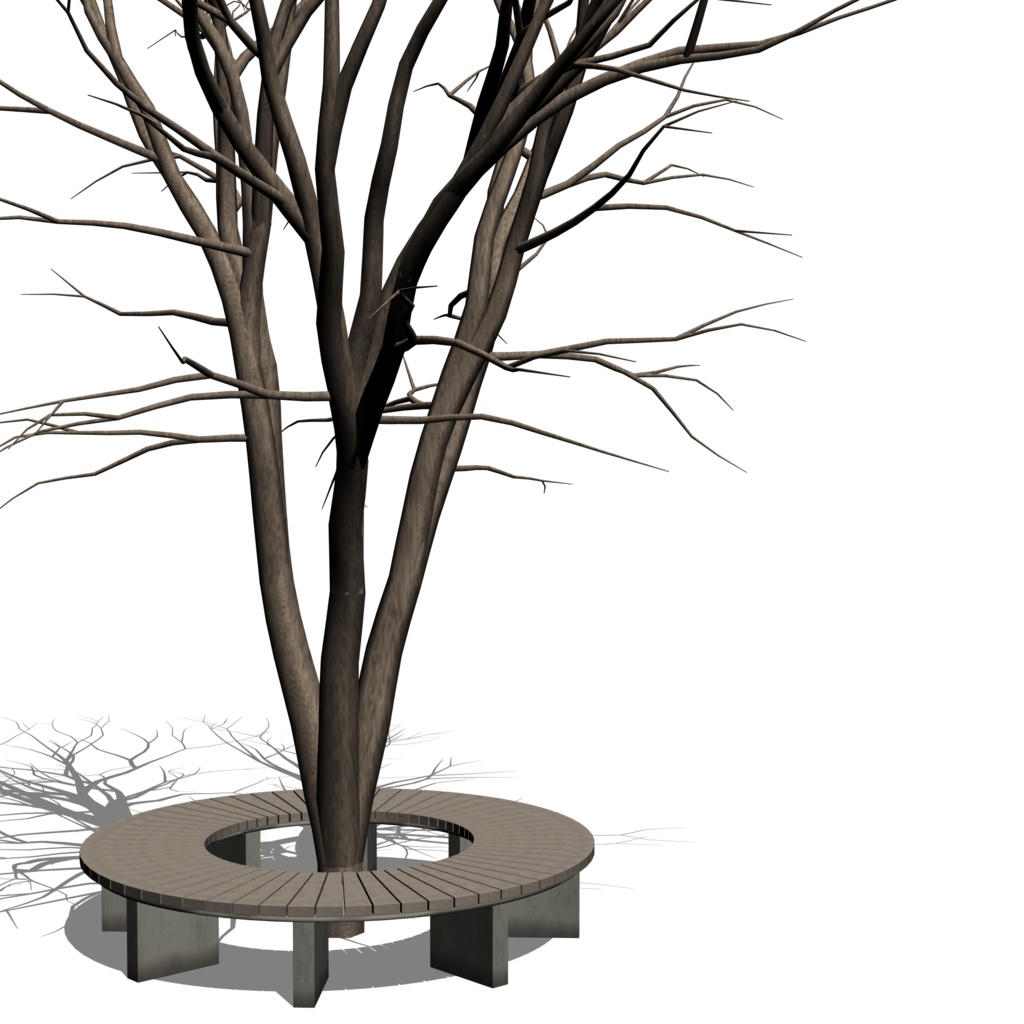 3D_樹とベンチ【クリスタ用素材】