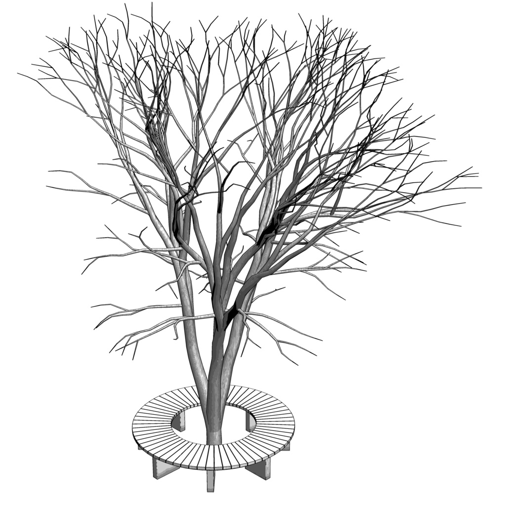 3D_樹とベンチ【クリスタ用素材】