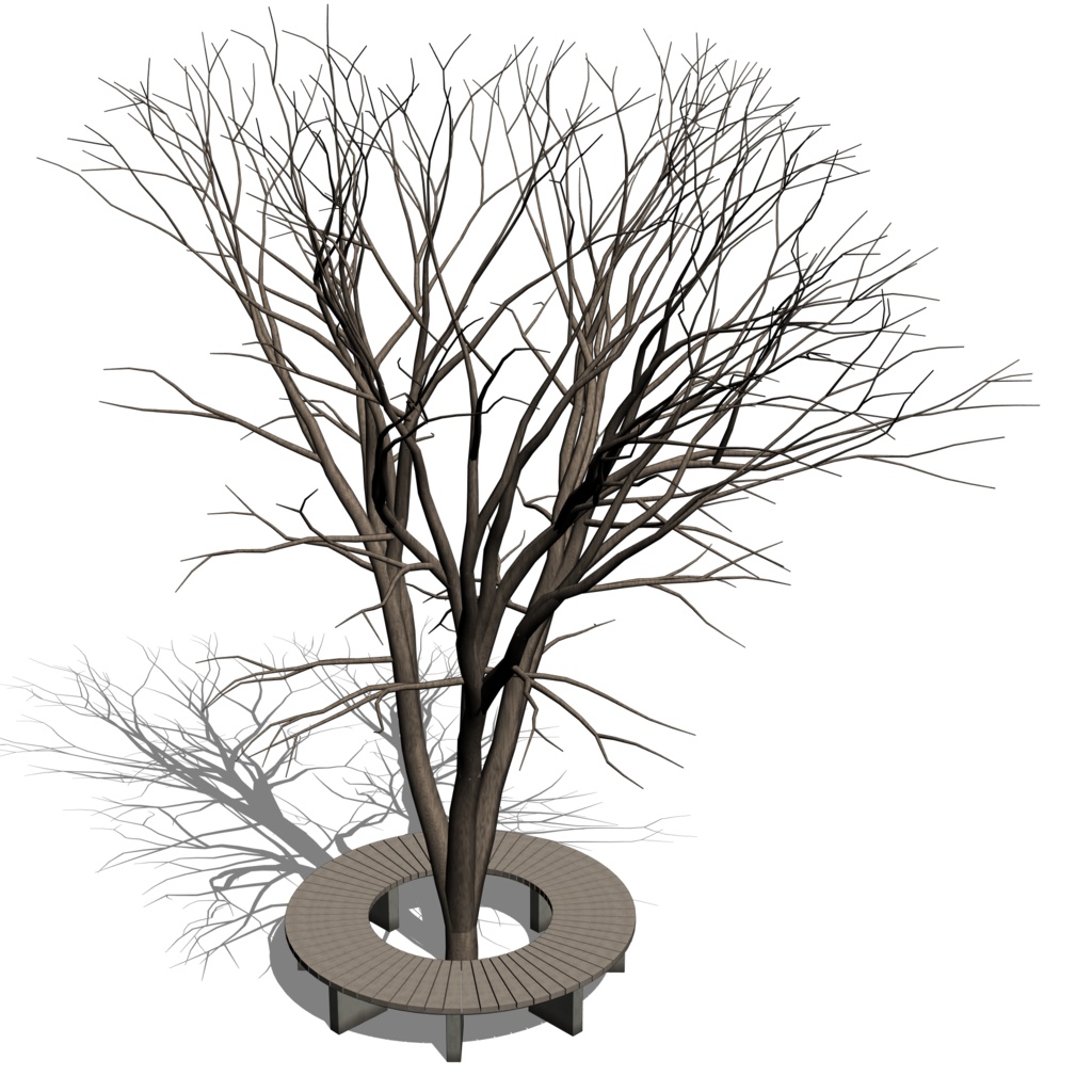 3D_樹とベンチ【クリスタ用素材】