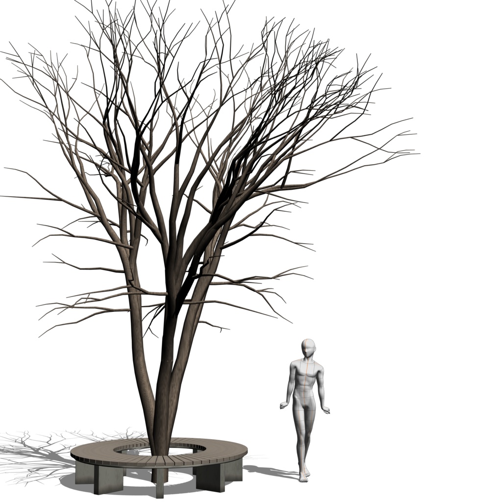 3D_樹とベンチ【クリスタ用素材】