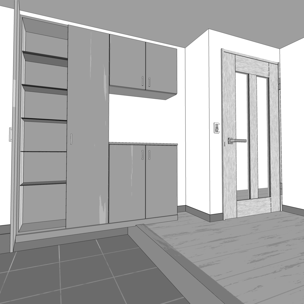 3D_戸建ての玄関【クリスタ用素材】