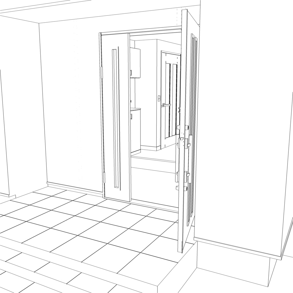 3D_戸建ての玄関【クリスタ用素材】