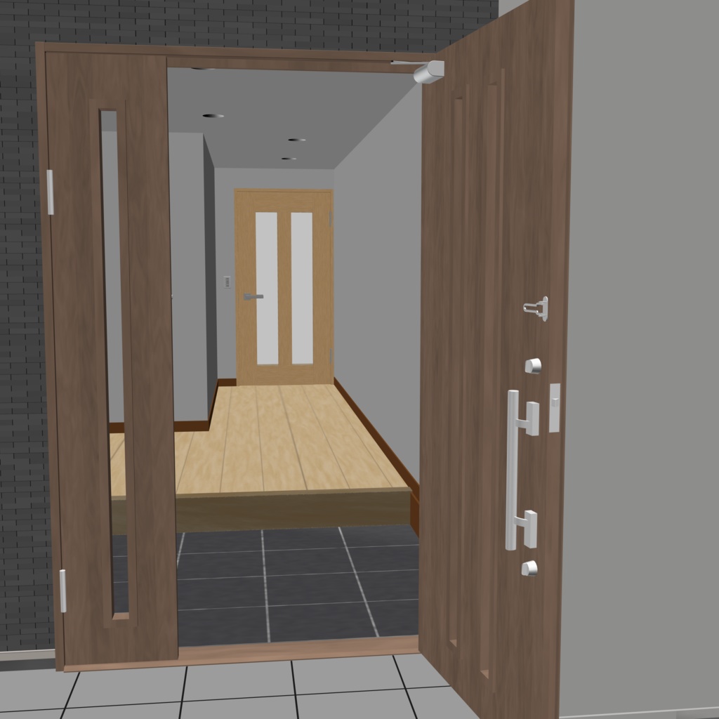 3D_戸建ての玄関【クリスタ用素材】