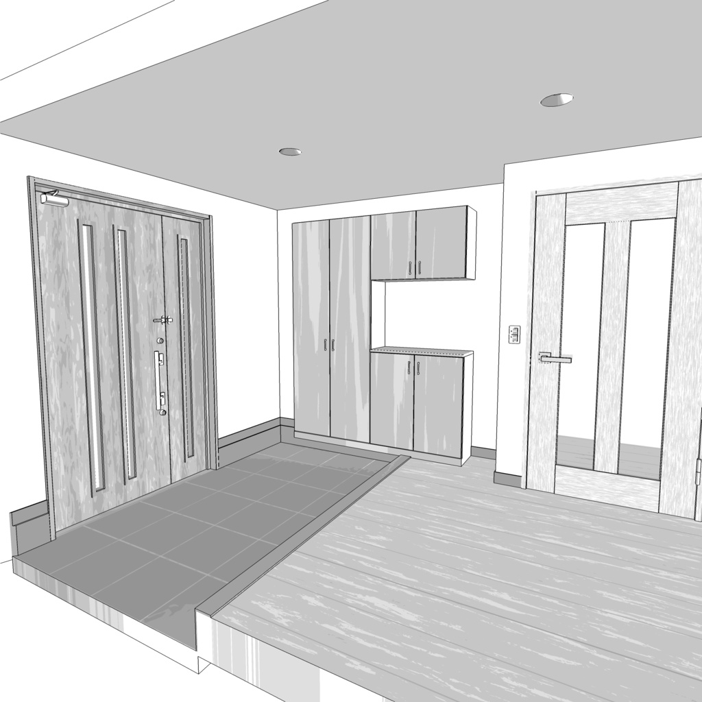 3D_戸建ての玄関【クリスタ用素材】