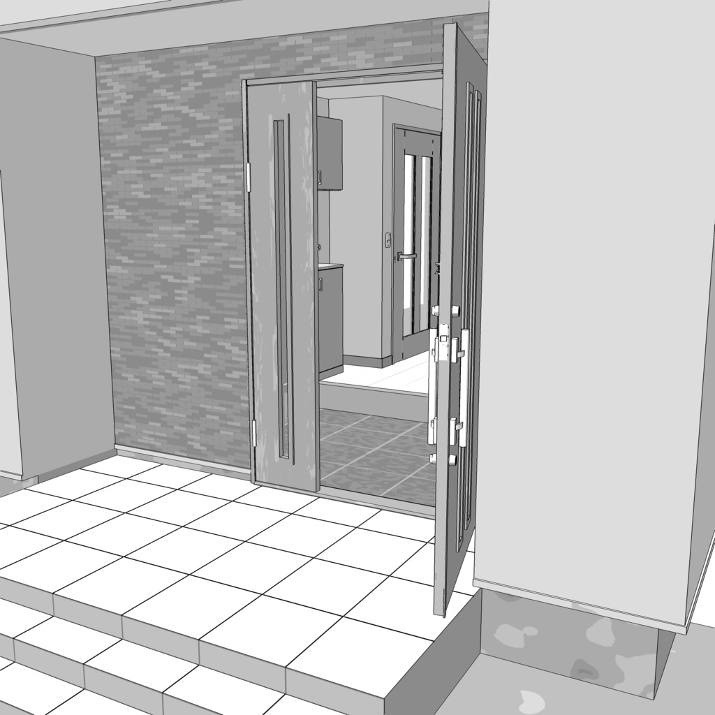 3D_戸建ての玄関【クリスタ用素材】