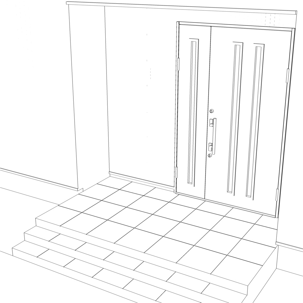3D_戸建ての玄関【クリスタ用素材】