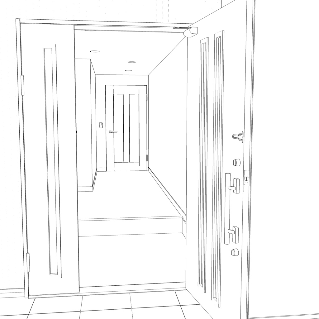 3D_戸建ての玄関【クリスタ用素材】