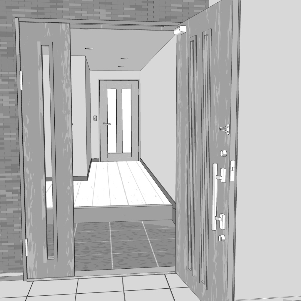 3D_戸建ての玄関【クリスタ用素材】